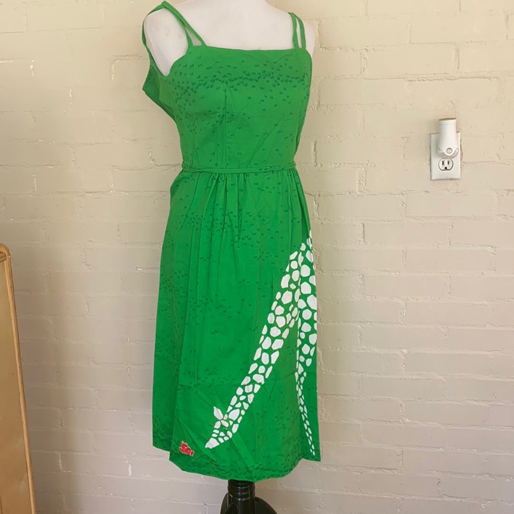Vintage Malia Honolulu Kelly green sundress 2229 100% cotton